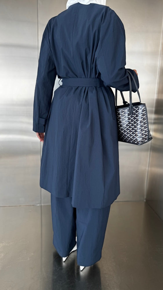 Round Neck Trench + Pants Set