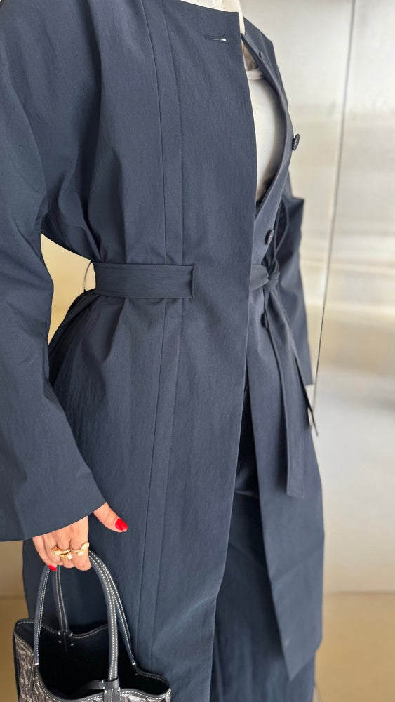 Round Neck Trench + Pants Set