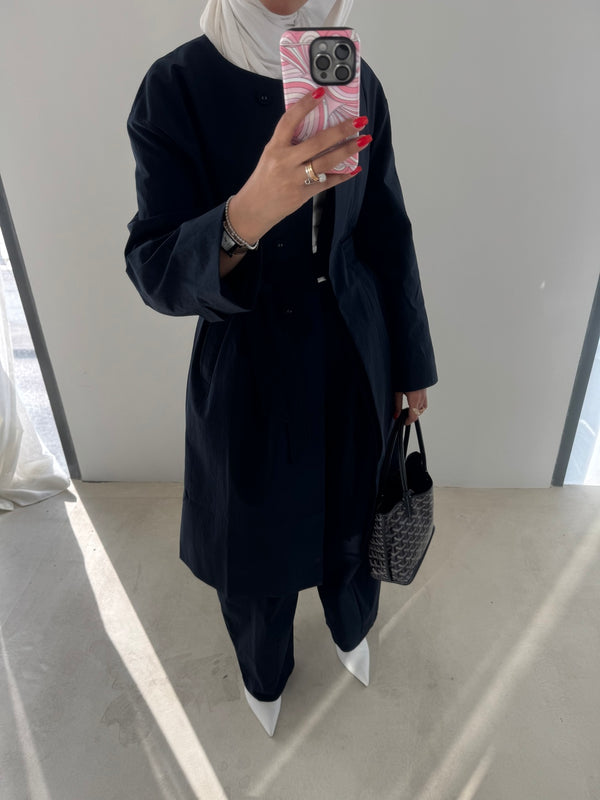 Round Neck Trench + Pants Set