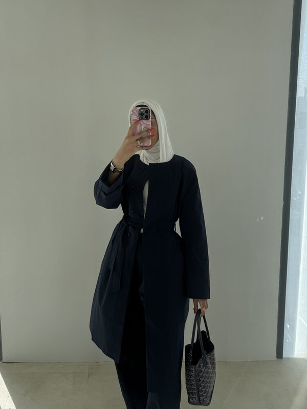 Round Neck Trench + Pants Set