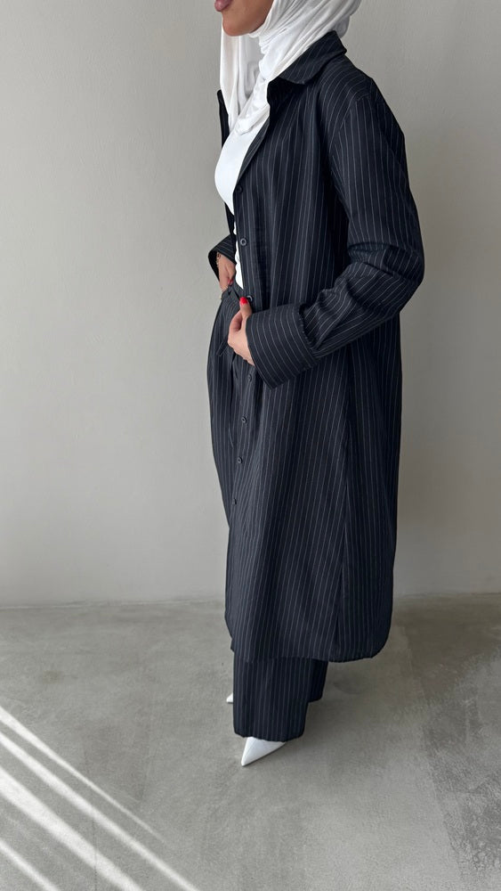 Striped Long Shirt + Pants Set
