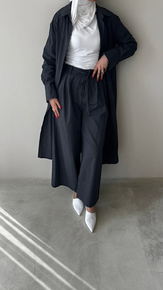 Striped Long Shirt + Pants Set