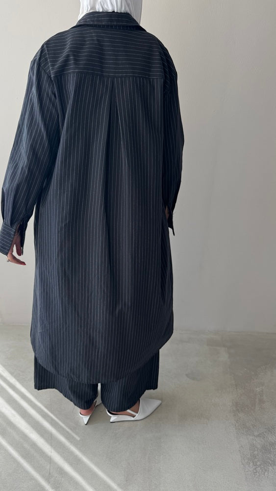 Striped Long Shirt + Pants Set