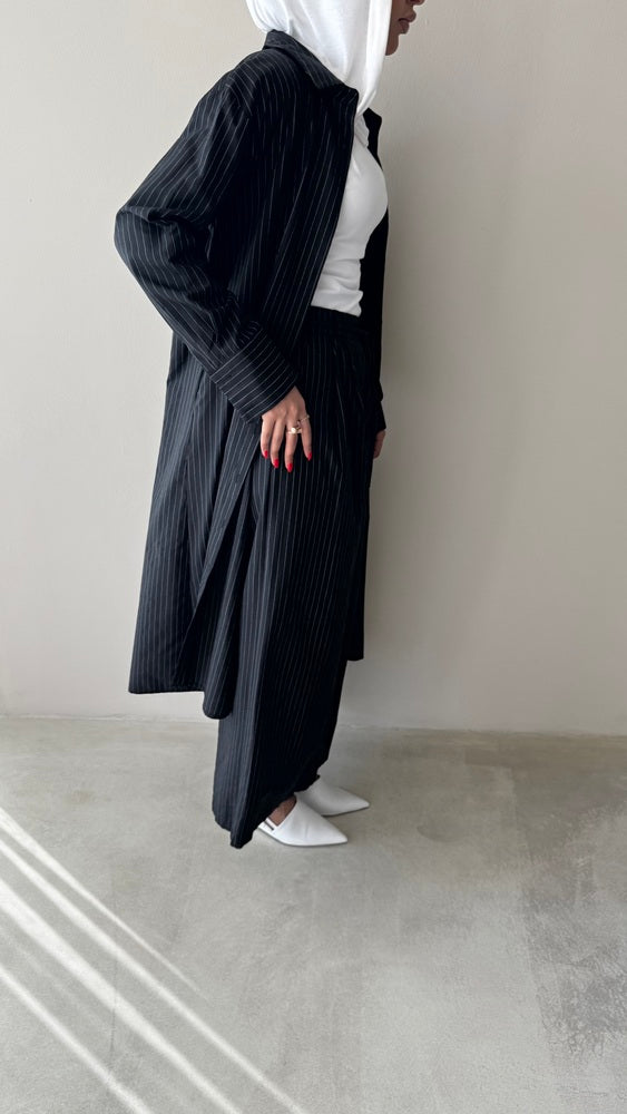 Striped Long Shirt + Pants Set