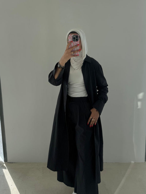 Striped Long Shirt + Pants Set
