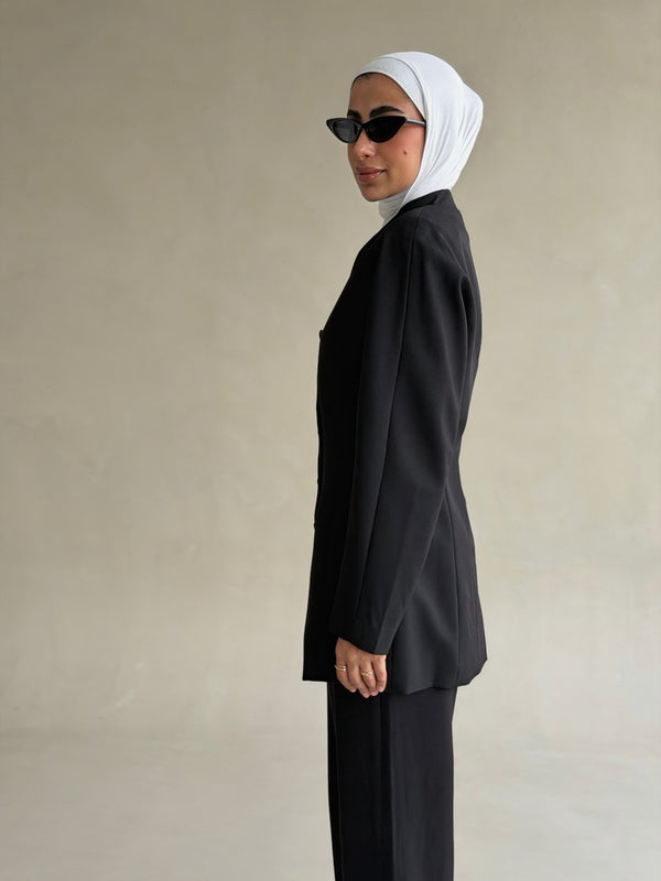 Tailored Mandarin Collar Blazer