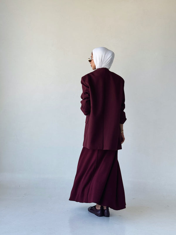 Turtleneck A-line Long Dress + Blazer Set