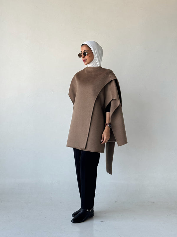 Double Sided Wool Shawl Cloak Coat