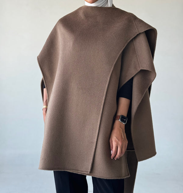 Double Sided Wool Shawl Cloak Coat