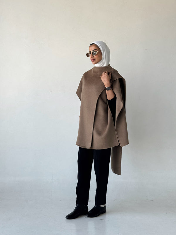 Double Sided Wool Shawl Cloak Coat