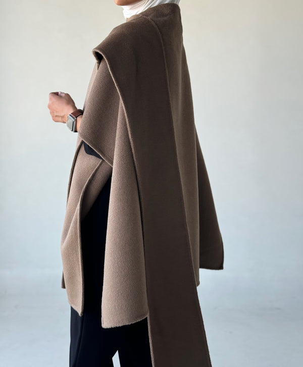 Double Sided Wool Shawl Cloak Coat