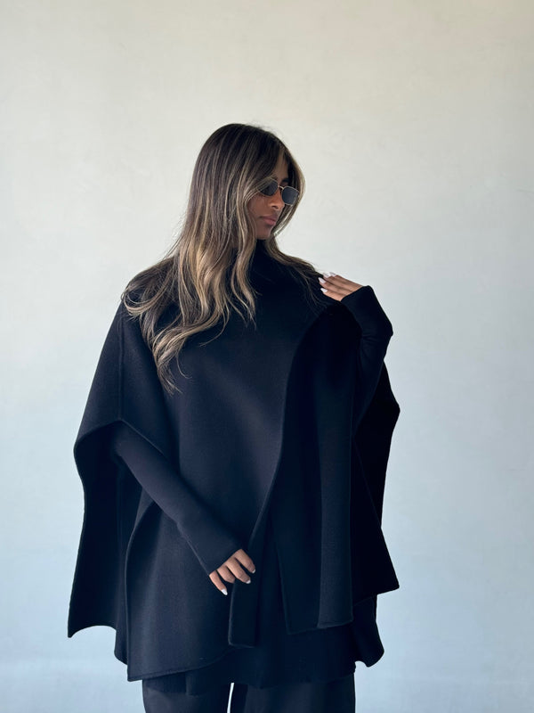 Double Sided Wool Shawl Cloak Coat