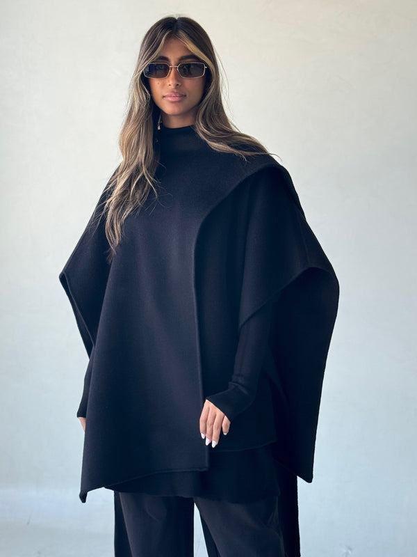 Double Sided Wool Shawl Cloak Coat