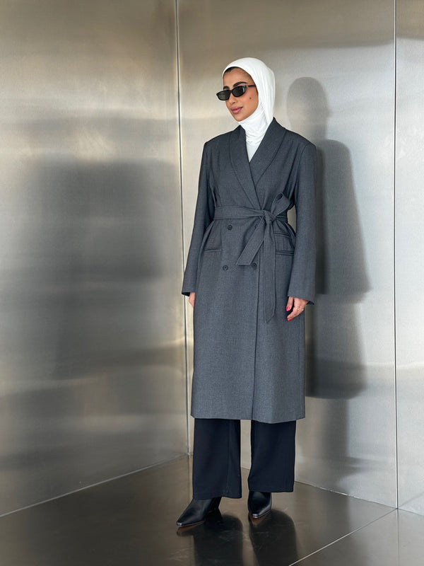 4 Buttons Tailored Fit Coat w/ Belt