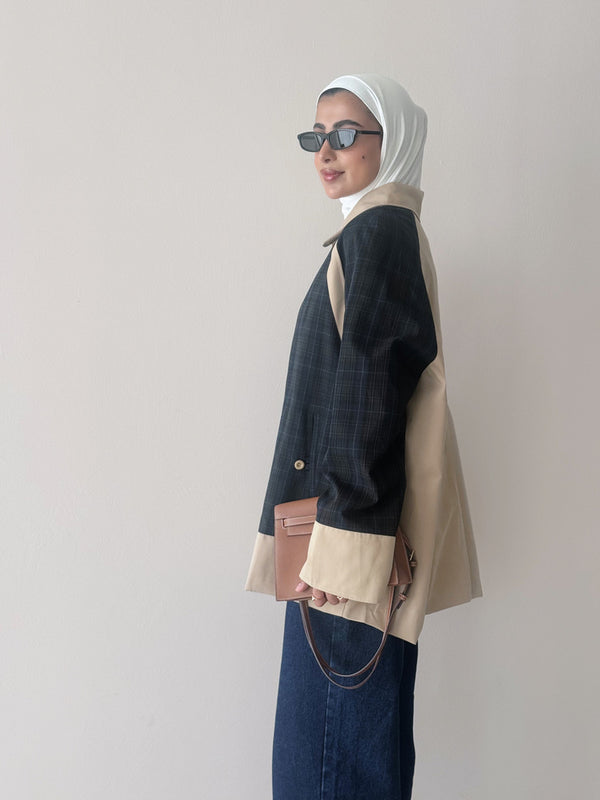 Two Contrast Color Checkered Jacket