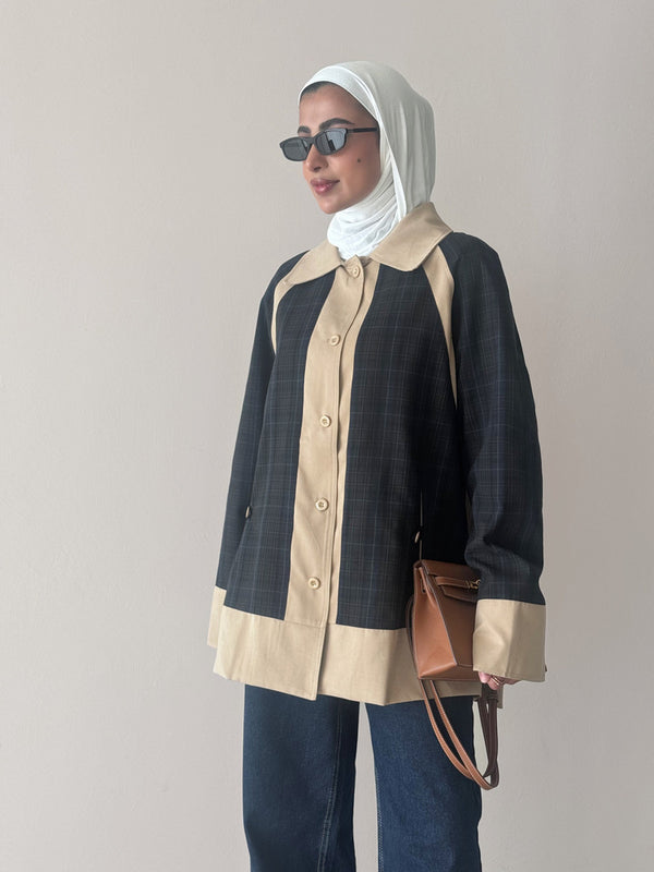 Two Contrast Color Checkered Jacket