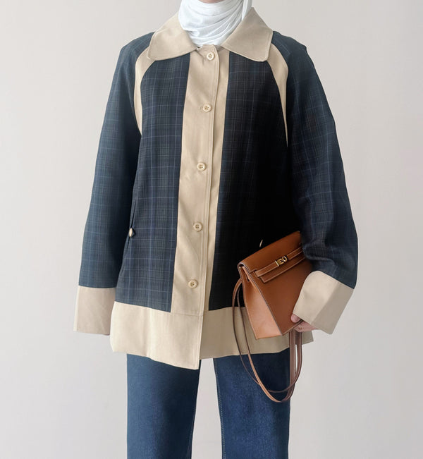 Two Contrast Color Checkered Jacket