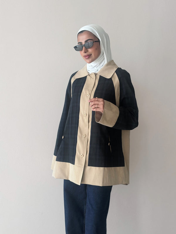 Two Contrast Color Checkered Jacket