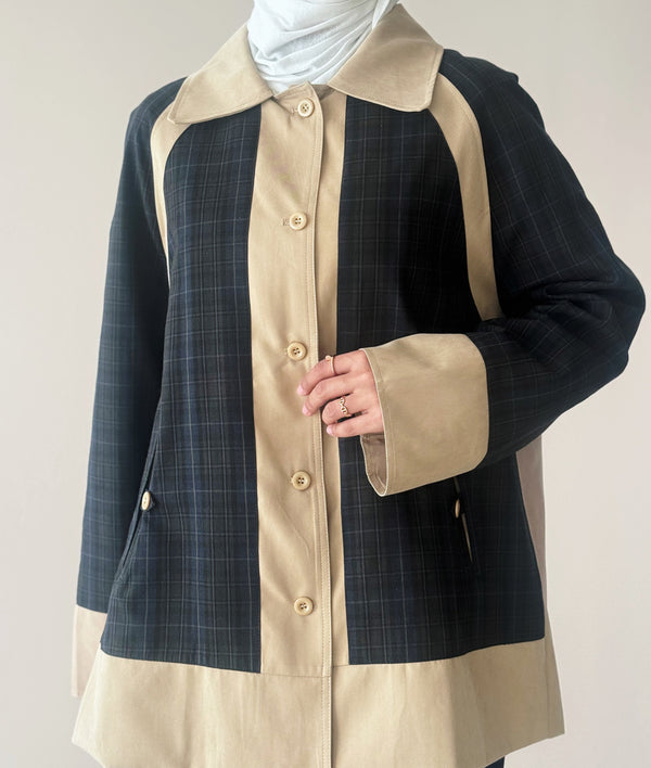 Two Contrast Color Checkered Jacket