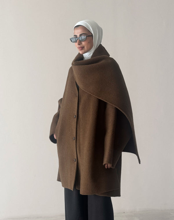 4-Buttons Loose Woolen Scarf Coat