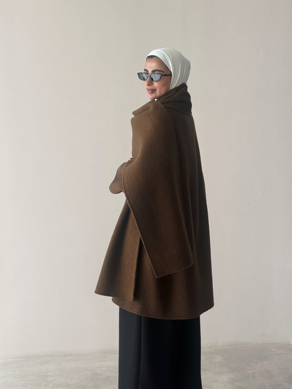 4-Buttons Loose Woolen Scarf Coat