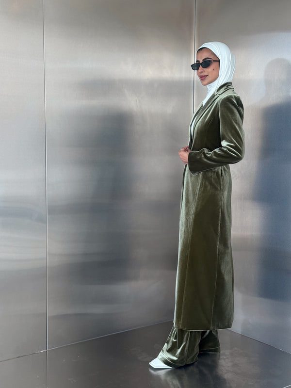 Velvet Long Blazer Set 2PC