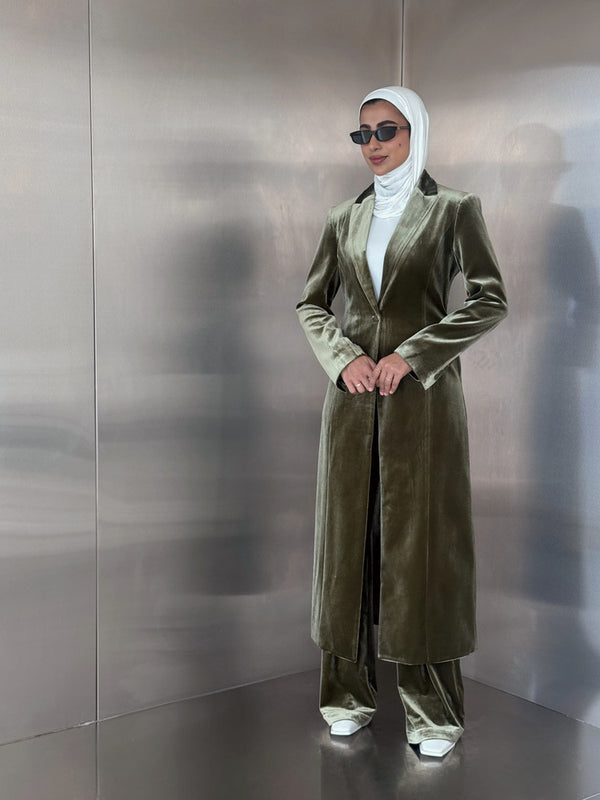 Velvet Long Blazer Set 2PC
