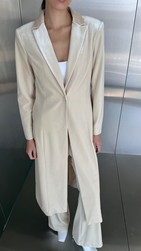 Velvet Long Blazer Set 2PC