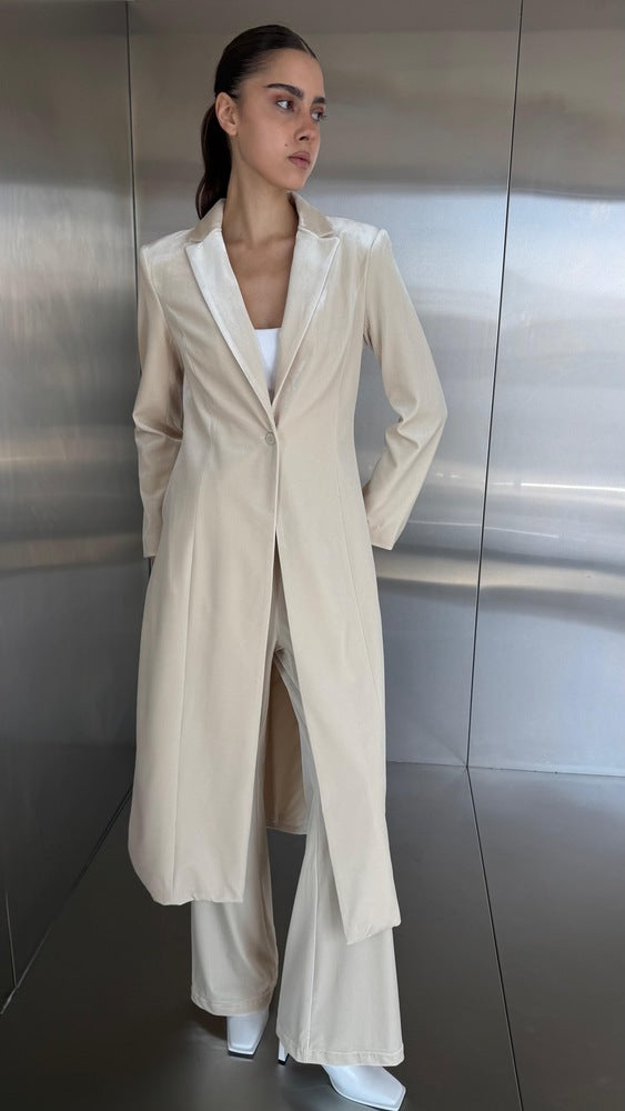Velvet Long Blazer Set 2PC