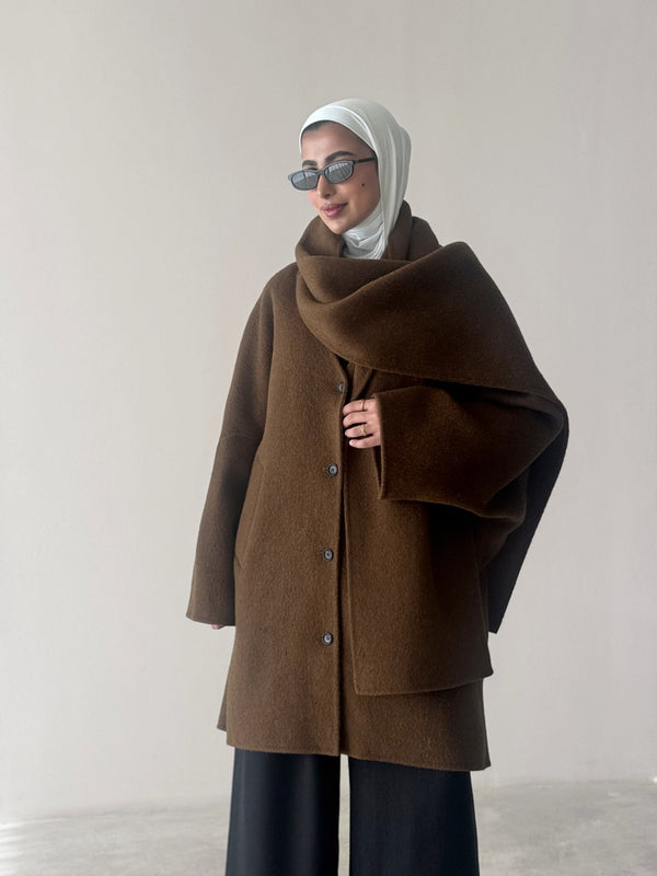 4-Buttons Loose Woolen Scarf Coat