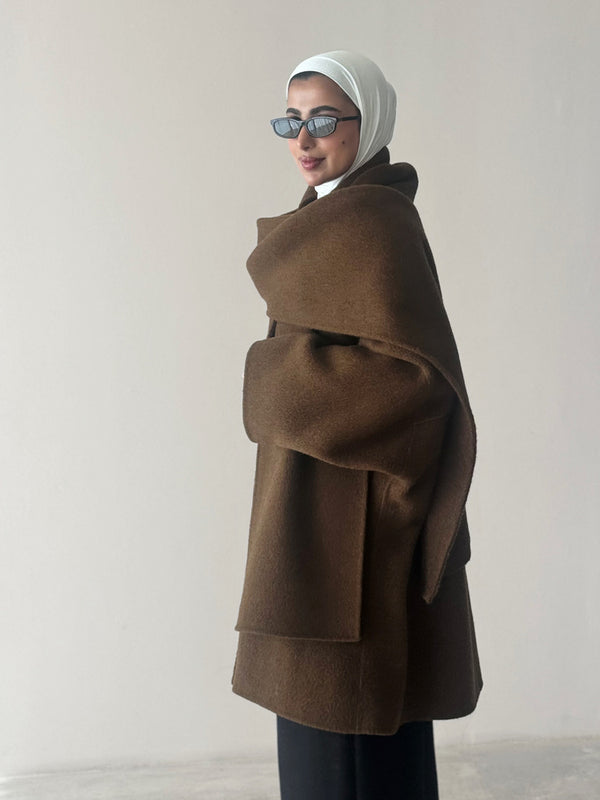 4-Buttons Loose Woolen Scarf Coat