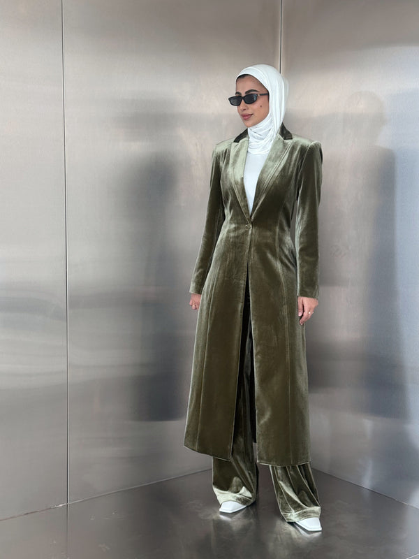 Velvet Long Blazer Set 2PC