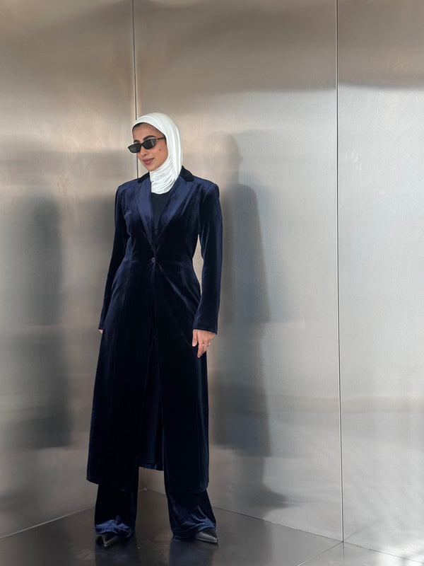 Velvet Long Blazer Set 2PC