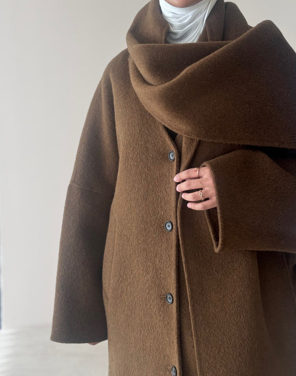 4-Buttons Loose Woolen Scarf Coat