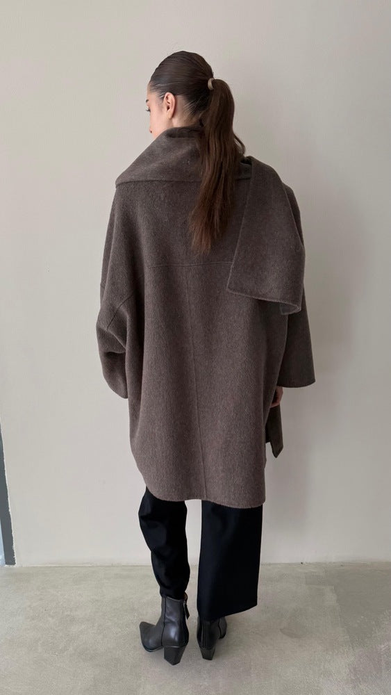 4-Buttons Loose Woolen Scarf Coat