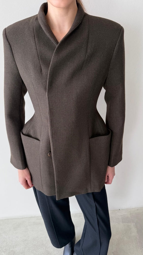 Woolen Collarless Blazer