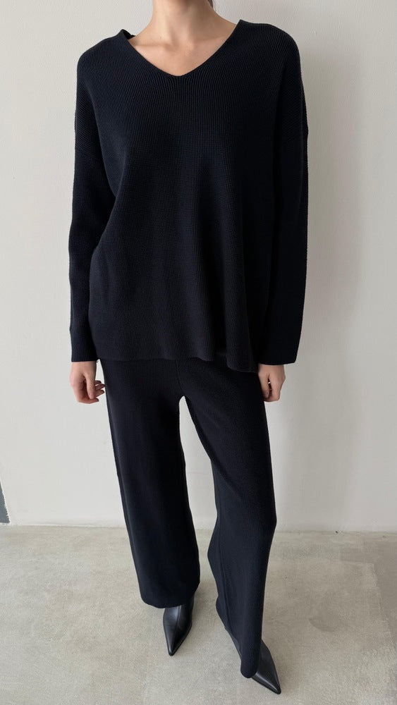 Loose Vneck Knitted Set