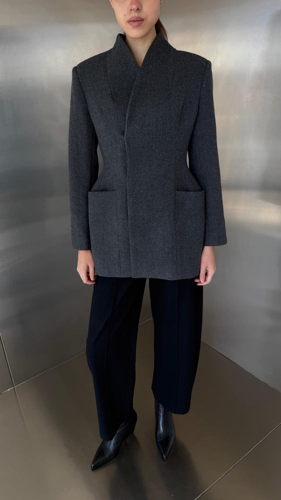 Woolen Collarless Blazer