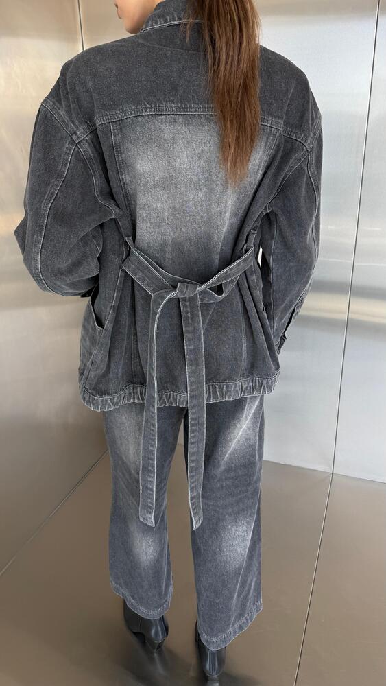 Belted Washed Denim Set