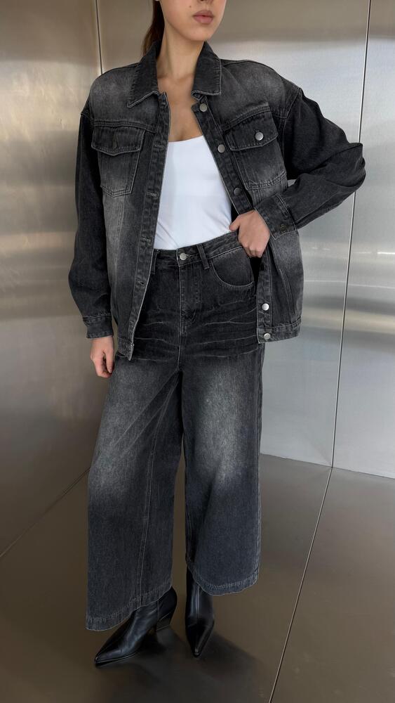 Belted Washed Denim Set