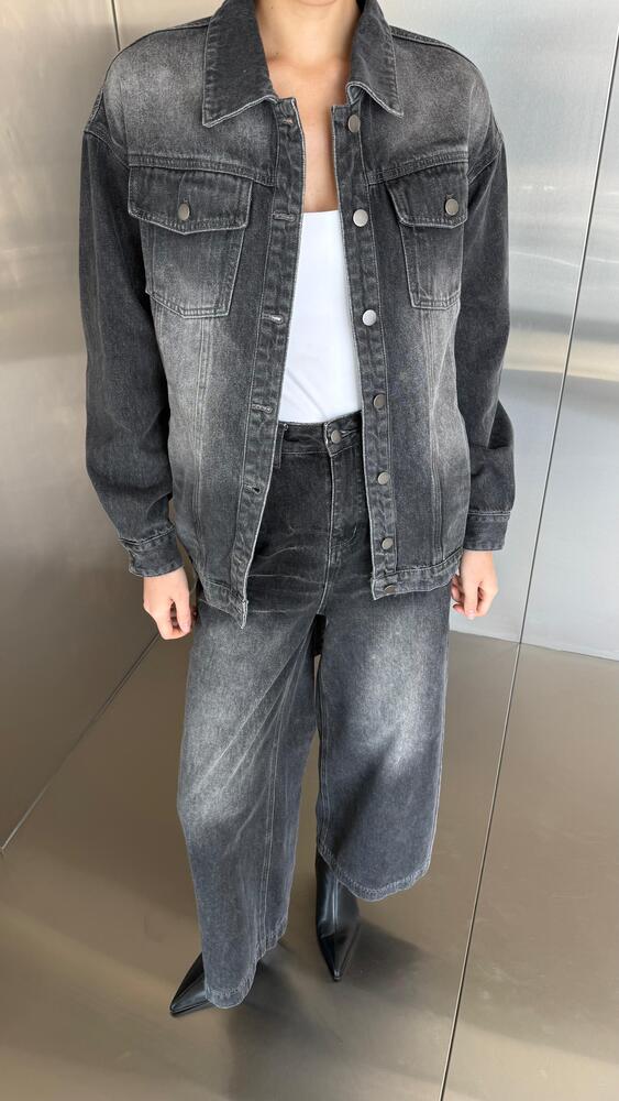 Belted Washed Denim Set