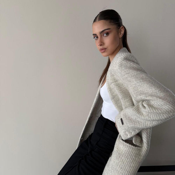 4 Black Buttoned Vneck Coat