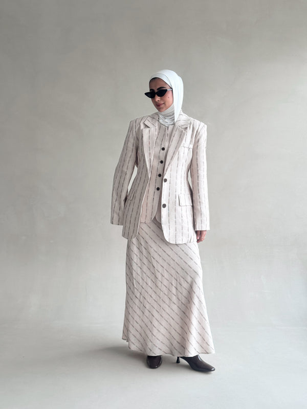 Skirt Suit 3 Pieces Striped