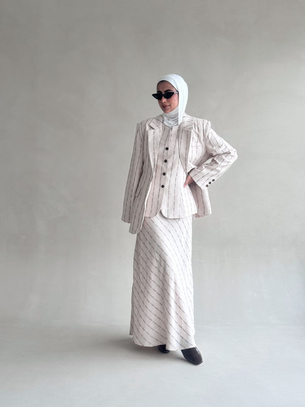Skirt Suit 3 Pieces Striped