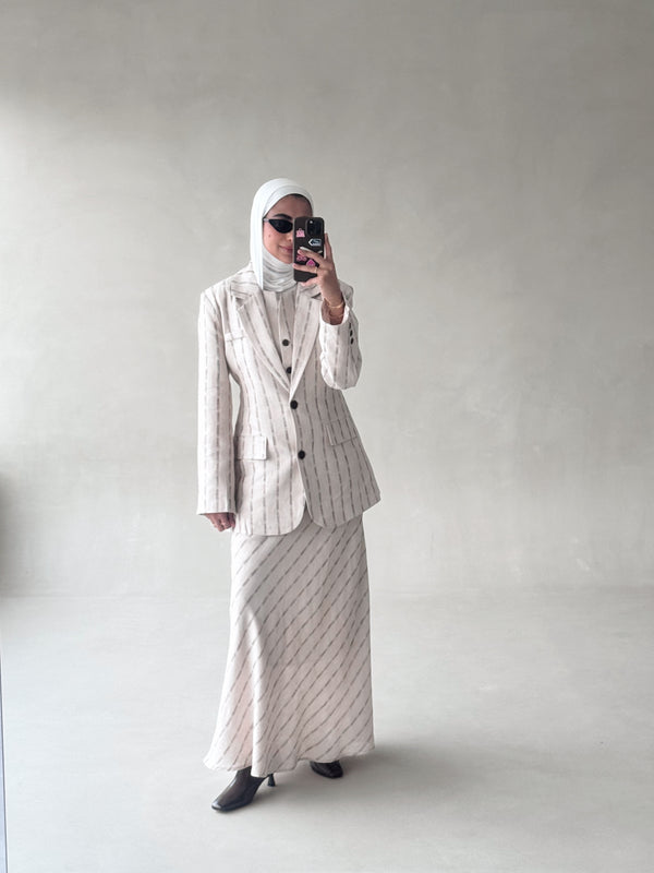 Skirt Suit 3 Pieces Striped