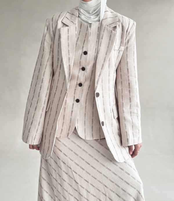 Skirt Suit 3 Pieces Striped