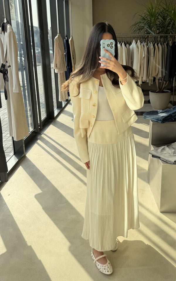 Blazer & Plisse Skirt