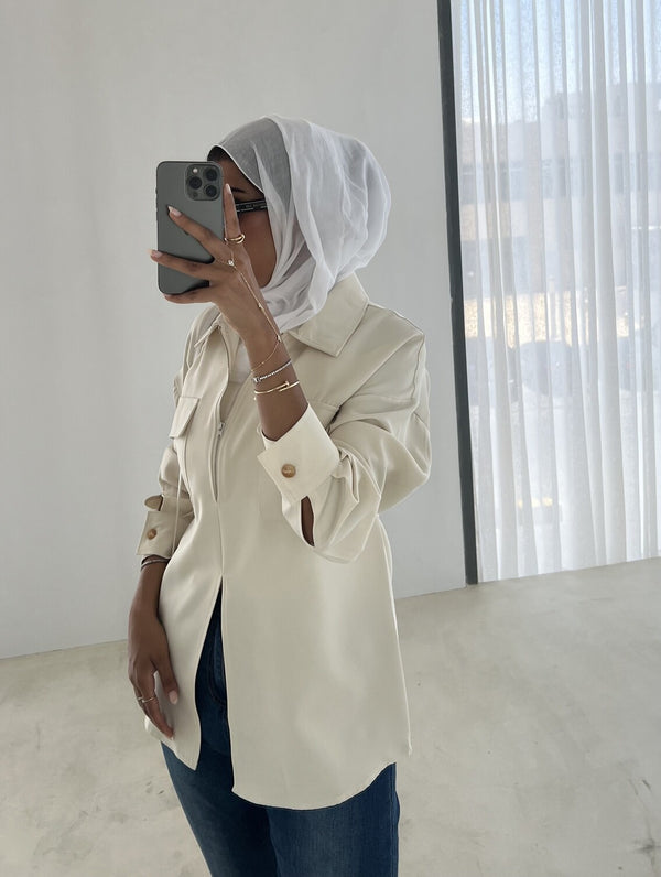 Zipper Pocket Back Bandage Blouse بلوزة