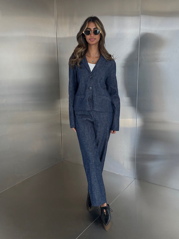 Big Button Soft Denim Set