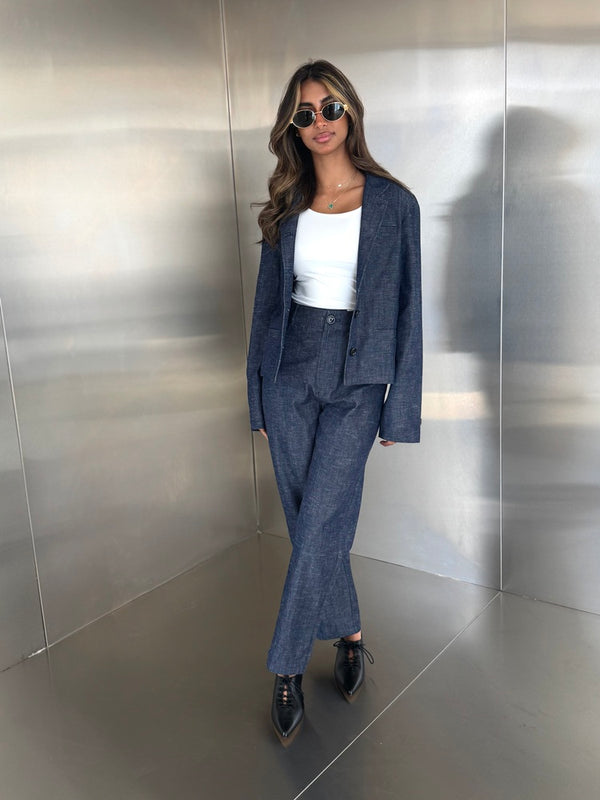 Big Button Soft Denim Set